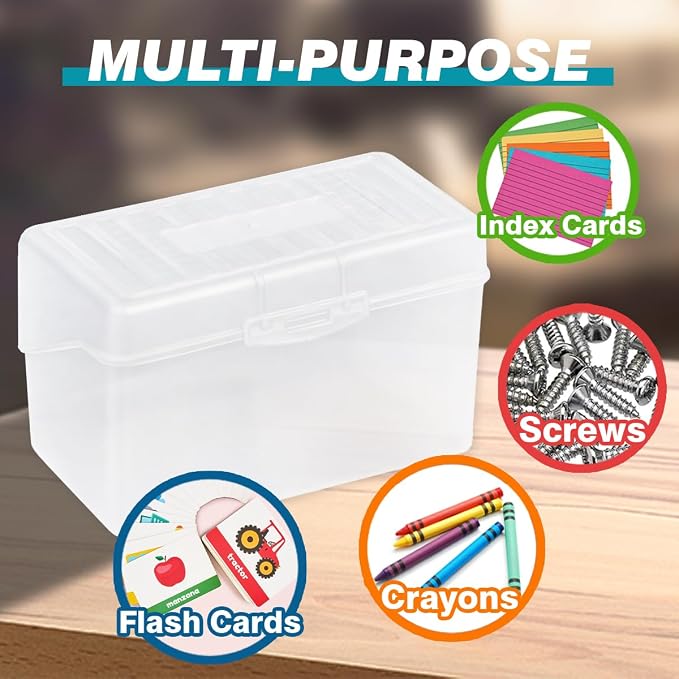 H4D Index Card Holder 3x5, Index Card Box Organizer Case, 3x5 Flash Note Card Holder, 3 Packs (Clear Colors)