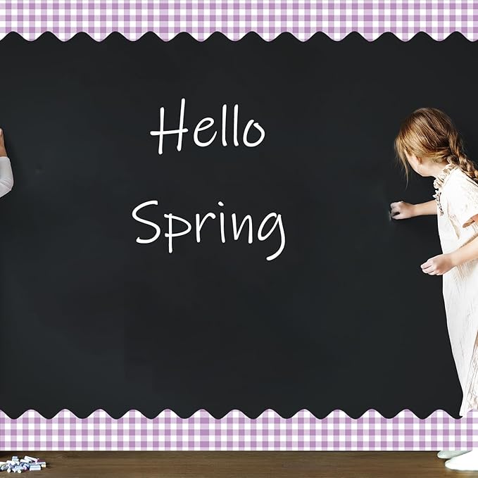 75Ft Easter Spring Bulletin Board Borders, Buffalo Plaid Bulletin Board Classroom Decorations Summer Strips Plaid Boho Decorations for School Home Office Wall Door