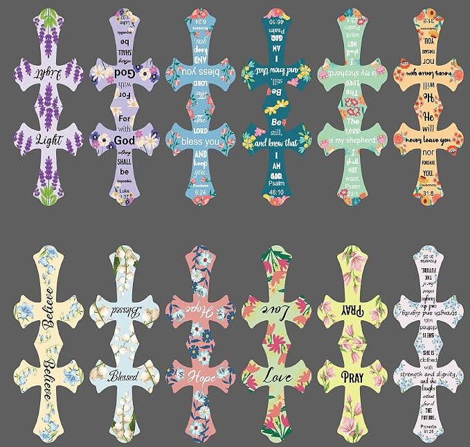 Magnetic Cross Bookmarks with Bible Verses, 50 Pcs Christian Bookmarks Bulk Set - Inspirational Religious Magnetic Bookmarks for Bible Study, Church, Easter & Mother‘s Day Gifts (Flower)