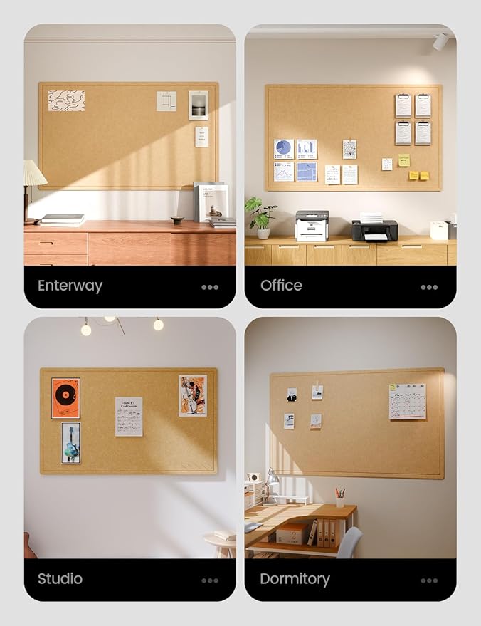 Fluxnara Bulletin Board,Cork Board Alternative with Safe Removable Adhesive Tabs, Foldable Felt Pin Board for Home Office, Classroom, Bedroom,Entryway for Walls (Mustard Yellow, 59 x 35.4 inches)