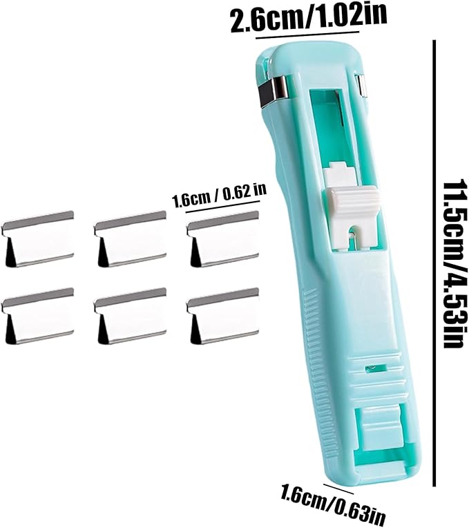Clam Clip Dispenser - 50 Reusable Binders, Stackable Design, Punch Free Stapler, Reusable Push Stapler | Binder Clips Suitable for Home, School, Desk, and Office