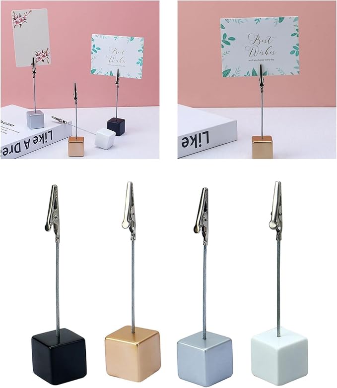 4Pcs Memo Clip Holders Stand with Alligator Clasp Pictures Card Paper Note Clip for Office Home Use Desk Accessories and Workspace Organizers(ZS530)