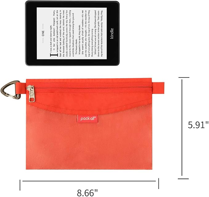 pack all Water-resistant Material Zipper Pouch, Mesh Zipper Bags for Storage, Travel, Office (Orange, Small)