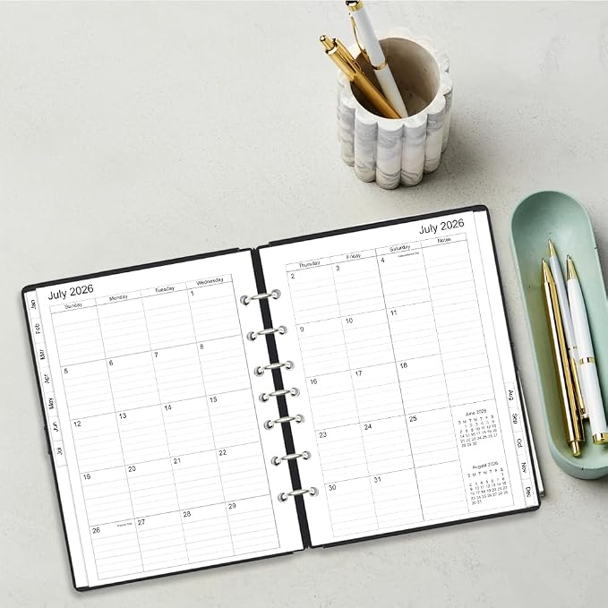 2026-2027 Monthly Planner Refills, Two Pages Per Month,Jul 2026 to Jun 2027, A5 Size,5.8" x 8.25",7-holes punched,2026-2027 planner inserts
