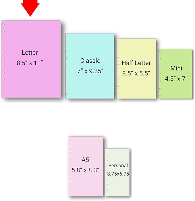 2026 Monthly Refills for 11-Disc Letter Size Planners, Monthly Calendar Inserts Compatible with Happy Planner ARC and TUL (Pastel, 11-Disc)