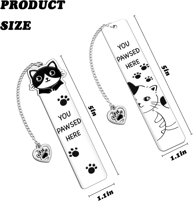 Cat Gifts for Women Men Funny Bookmarks Bulk Cat Paw Bookmarks for Book Lovers Cat Lover Cute Metal Book Mark Set Birthday Gifts for Reader Coworker Friends Adults Cat Owner Lover Reading Accessories