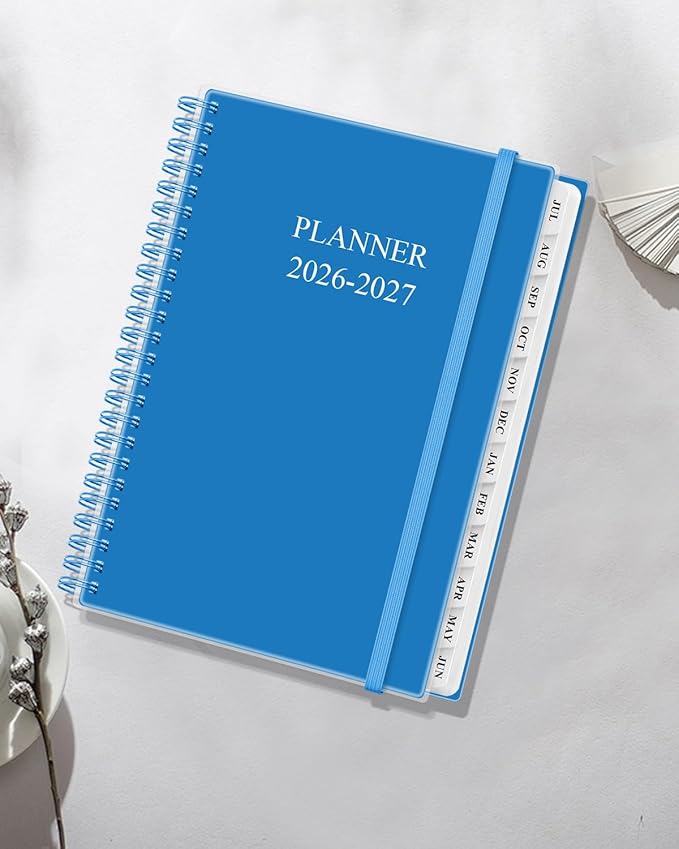 Academic Planner 2026-2027 - Weekly & Monthly Planner from July 2026 to June 2027, Agenda 2026 2027 with Inner Pocket, Elastic Band, 6.4" x 8.5", Blue