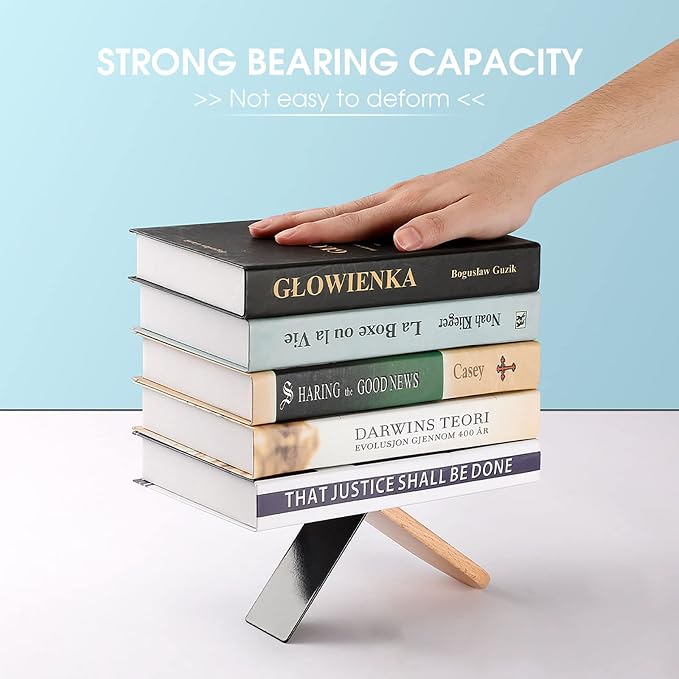 Book Ends Bookends for Shelves to Hold Books Woodland Animals Boho Art Print Small Non-Slip Book Stoppers Wood Decorative Home Office Desk