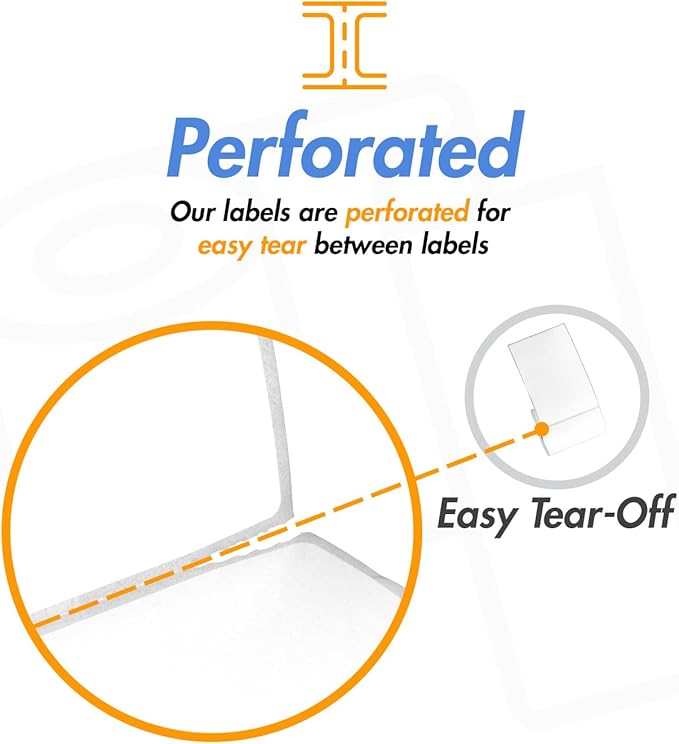 (10 Rolls, 13000 Labels) 2" x 1" Removable Direct Thermal Blank Shipping Labels for Rollo Printer & Zebra Desktop Printers - 1" Core, Address UPC Barcode - Perforated, Water & Oil Resistant
