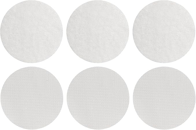 6PCS Adhesive Tape, Strong Adhesive Backing Non Slip Cushion Pads, Round, Reusable, No Trace Hook and Loop Tape for Sheet, Carpet, Seating, Cushions (White)