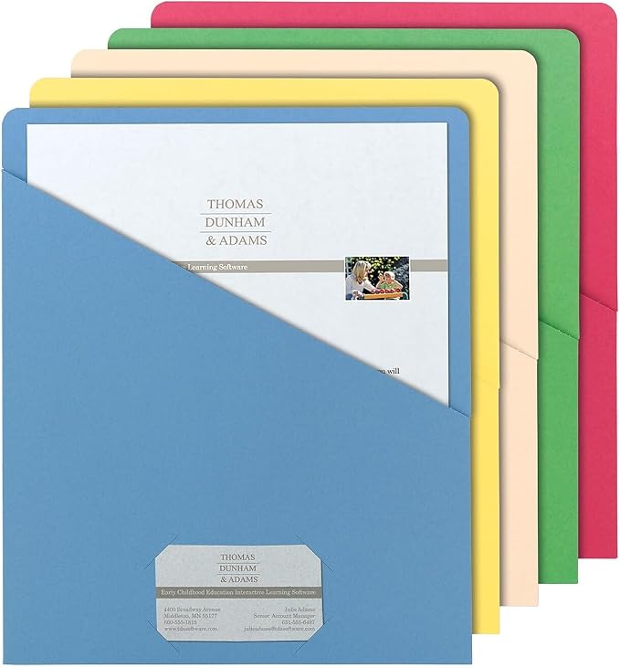 Smead Slash Jacket, Letter Size, Assorted Colors, 25 per Pack (75425)