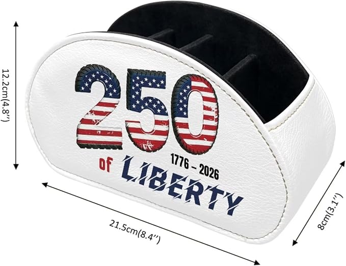 US 250th Anniversary Print TV Remote Holder with 5 Compartments, Office Desk Organizers Vanity Organizers/Nightstand Accessory,Storage for Jewelry/Cosmetic Brushs/Pens