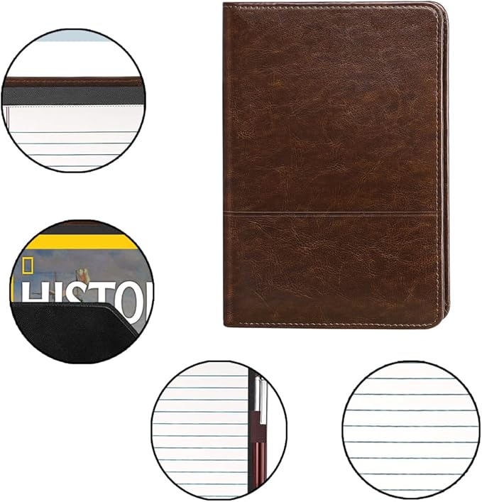 Padfolio/Portfolio Binder, Mini Padfolio Portfolio Binder 5 x 8 Legal Writing Pad, A5 Document Organizer Folder for Men Women,Brown.