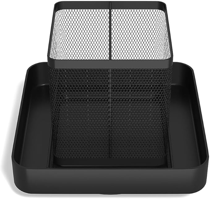 TRU RED Wire Mesh Rotating Desk Organizer, 6‑Compartment – 360‑Degree Desktop Storage for Office Supplies