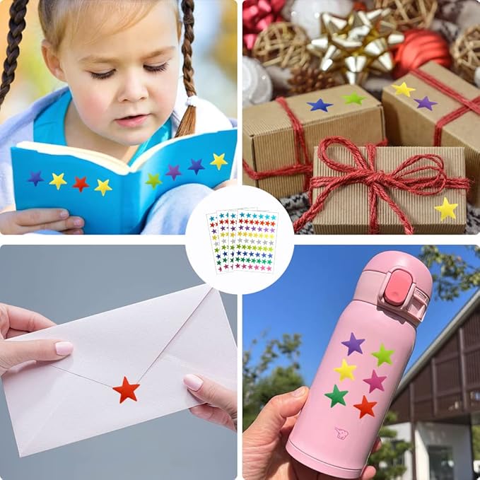 Small Star Stickers, 1620 PCS Rainbow Star Sticker for Kids Reward, 9 Colors Foil Stars Stickers, 30 Sheets Small Stars Sticker for School Planner, Behavior Chart, Classroom Teacher Supplies, DIY