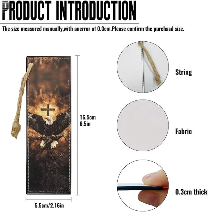 Medium Bible Cover Case for Women Men Bald Eagle and Cross Print PU Leather Bible Case with Bookmark Church Bag Book Carrying Case Bible Cover for Women Men Bible Case for Men Women