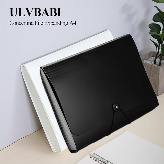 Expanding File Folder 13-Pocket Accordion Organiser | A4 Document Folder for Paperwork Storage | Portable Concertina Expanding File for Office/Home/School Use (Colored Inserts)