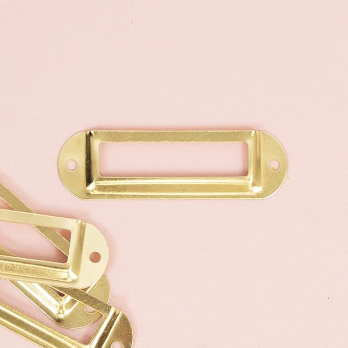 Craftelier - Set of 4 Basic Metallic Label Holders for Decorating Your Scrapbooking Projects and Labeling Albums, Planners, Notebooks or Organizing Boxes - Size 7 x 2 cm - Gold Color