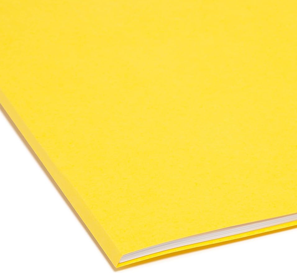 Smead File Folder, Reinforced Straight-Cut Tab, Legal Size, Yellow, 100 per Box (17910)