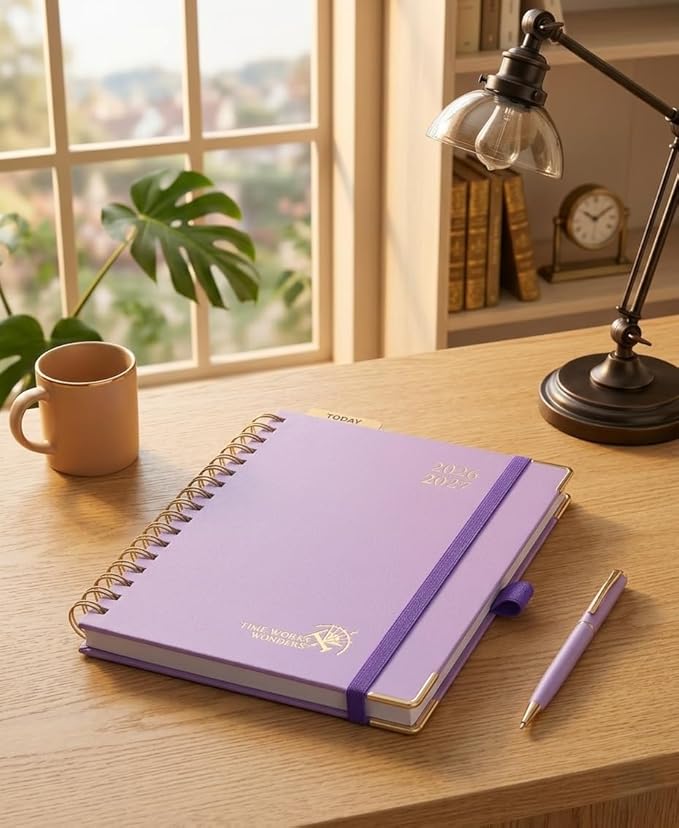 POPRUN 2026-2027 Academic Year Weekly and Monthly Planner Calendar,Jul 2026 - Jun 2027,6.25" x 8.5",Daily Agenda Book & Appointment Book with Hourly Schedule, Tabs, Hardcover, School and Office Supplies - Violet