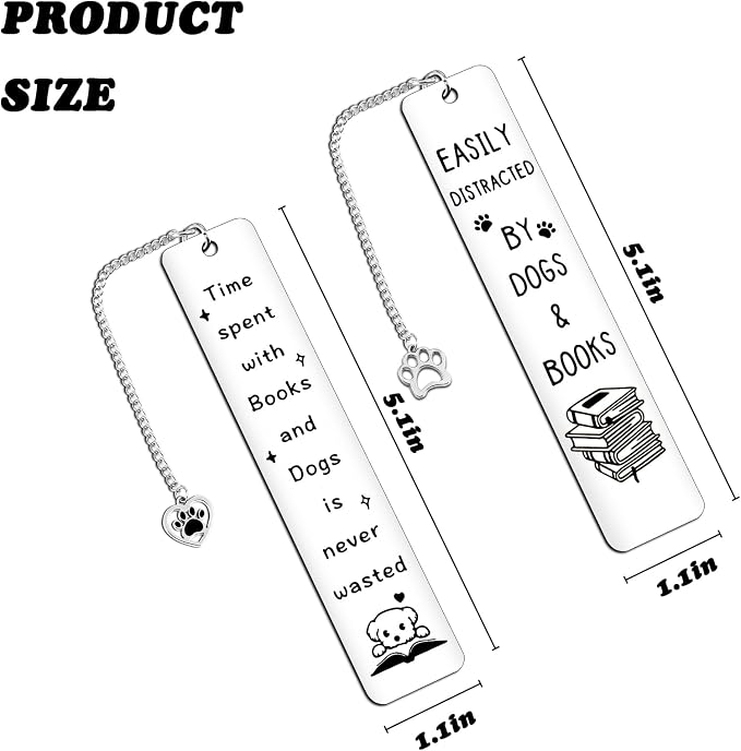 Dog Gifts for Women Men Funny Bookmarks Bulk Dog Paw Bookmarks for Book Lovers Cat Lover Cute Metal Book Mark Set Birthday Gifts for Reader Coworker Friends Adults Dog Owner Lover Reading Accessories