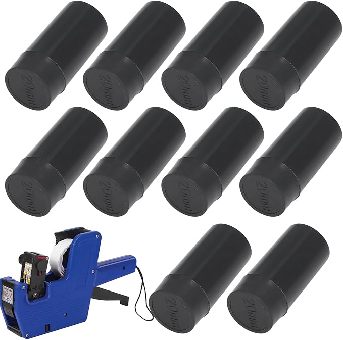 Label Ink Roller - Tagging Inker, 10 Piece Refill Pack for, 20mm Internal Cylinder with Deep Black Sponge, Retail Gear, Marking Cartridge for Garment, Boutique and Shop