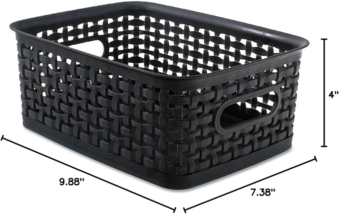 Advantus 40326 Weave Bins, 9 7/8 x 7 3/8 x 4, Plastic, Black, 3 Bins