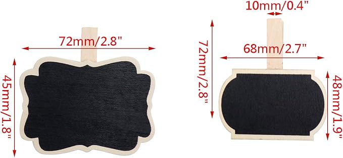 Wealrit 20 PCS Wooden Mini Chalkboard Blackboard with Clip Message Chalk Board Tag Signs Clips Basket Labels Clip for Memo,Note Taking(Flower, Lantern)