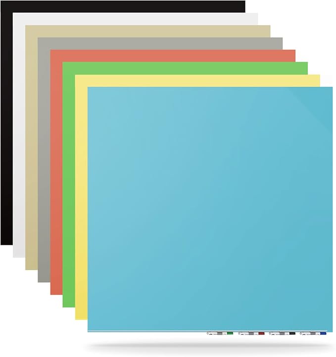 Aria 4'H x 4'W Low Profile 1/4" Glass Whiteboard Green - 4 Markers and Eraser