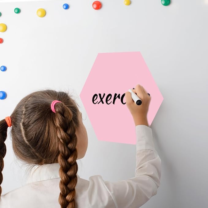 JarThenaAMCS 8Pcs Pastel Dry Erase Board Magnets Waterproof Removable Hexagon Shaped Magnetic Boards for Back to School Home Office Classroom Wall Table Whiteboard Teachers Teaching Supplies