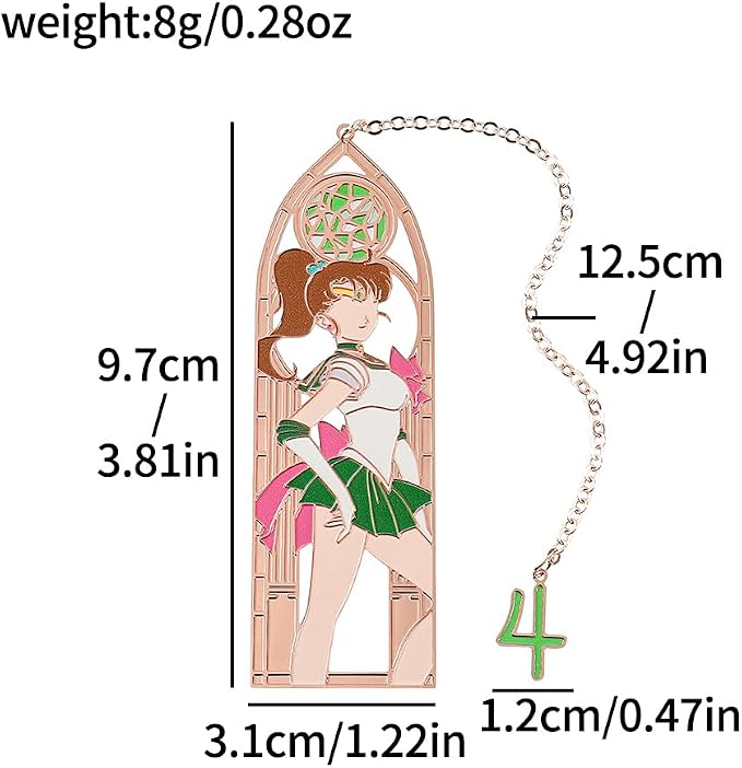 5 Style Anime Magical Girl Book Marks - Metal Bookmarks Gifts for Girls, Anime Fans, Book Lovers Student Men Women, Birthdays, Christmas, Valentine, School Supplies Book Accessory (Green Blue Color)