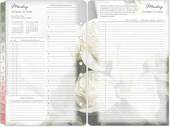 FranklinCovey - Blooms Ring-Bound Planner Refill - Two Page Per Day (Classic, Jul 2026 - Jun 2027)