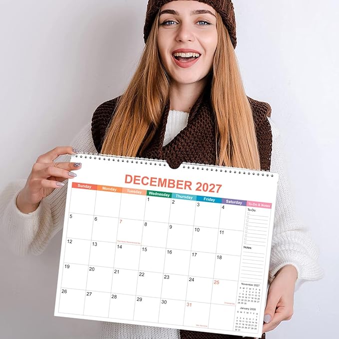 2026-2027 Calendar - Wall Calendar 2026-2027 from June 2026 to December 2027, 2026-27 Calendar with Premium Paper, Twin-Wire Binding & Hanging Hook, 11.5" x 14.5", Colorful