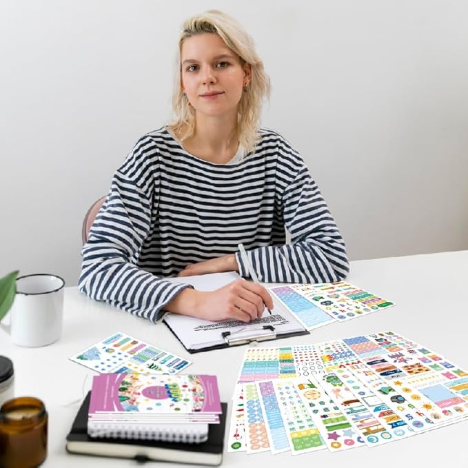 FUNCLASS 24 Sheets Stickers for Planners,Budget Planner Stickers,Aesthetic Planner Stickers for Women,Month Stickers for Planner,Planner Stickers for Students,Calendar Stickers for Adults Planner