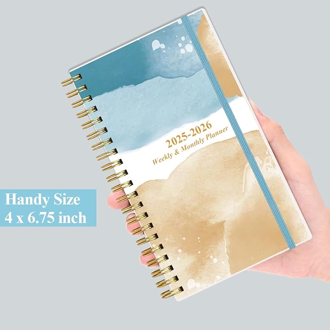 2025-2026 Pocket Planner/Calendar - 2025-2026 Weekly & Monthly Planner from July 2025 to June 2026, 12 Months Tabs, 3.75" x 6.75", Blue Ocean
