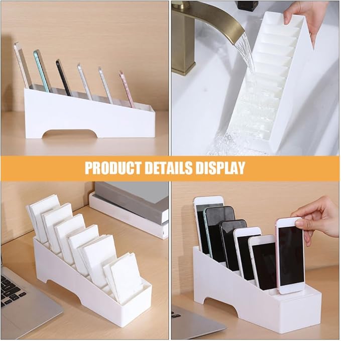 PRETYZOOM Multi-Grid Cell Phone Holder Desktop Organizer Storage Box for Office and Classroom Compact 12-Grid Mobile Phone Storage Rack Space-Saving Organizer for Desk