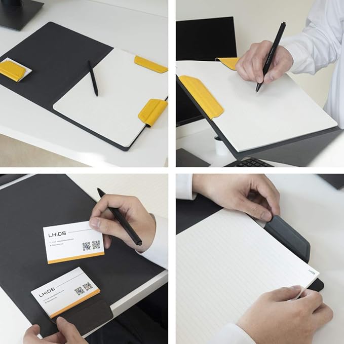 LHiDS Magnetic Business Portfolio Lite Resume Padfolio Organizer with Clipboard, Paper Clip, Writing Pad, Pen/Card Holder, Magnetic Closure for Work, School and More (Grey, A4/Letter)