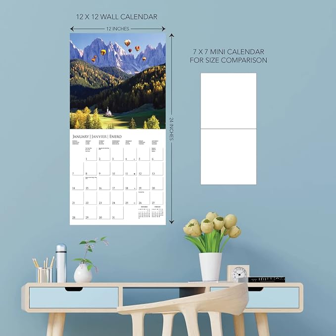 Graphique 2024 Passports to the World Wall Calendar | 12” x 12” | Thick Paper | Home & Office Organizer | Large Monthly Grid | 3 Languages & Marked Holidays | 4 Month Preview Page for 2025