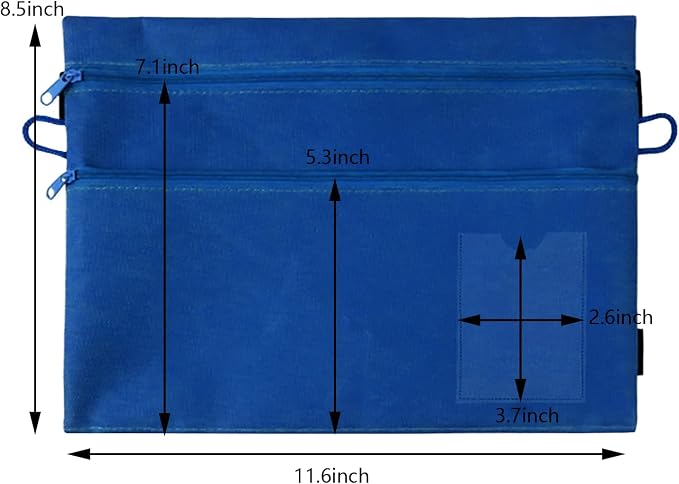 Adjustable Elastic Band Multi Pockets Pen Holder Zippered Office Supplies Organizer Caculator Cards Keys Sleeve Pouch for File Folder, Binder, Book, Journals, Notebook, 8.5 x 11.6 Inch, Detachable