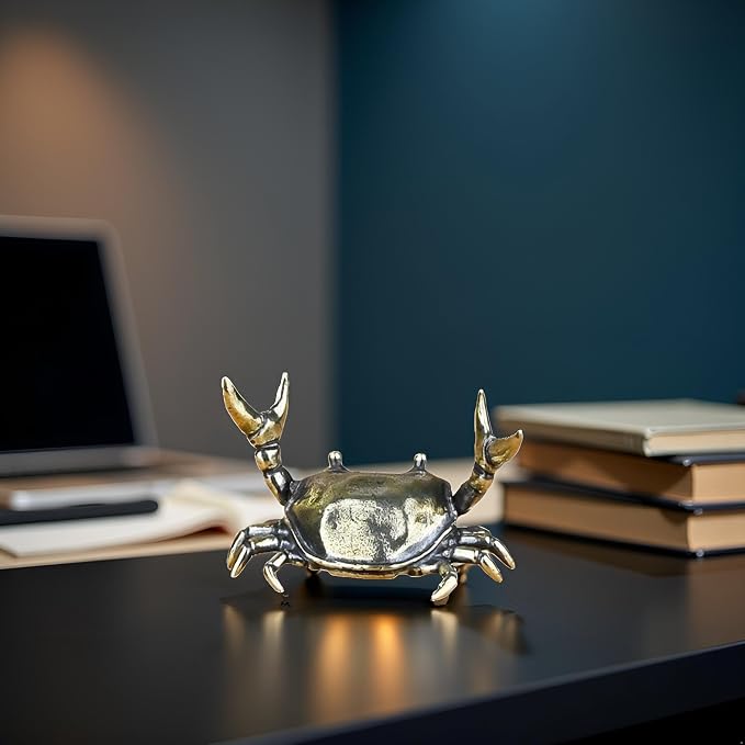 Bronze Funny Crab Pen Holder, Bronze Pen Holder, Weightlifting Crab Desk Stand Bracket Storage Rack for Storage Office Display ncil Holders and Holders Decorations