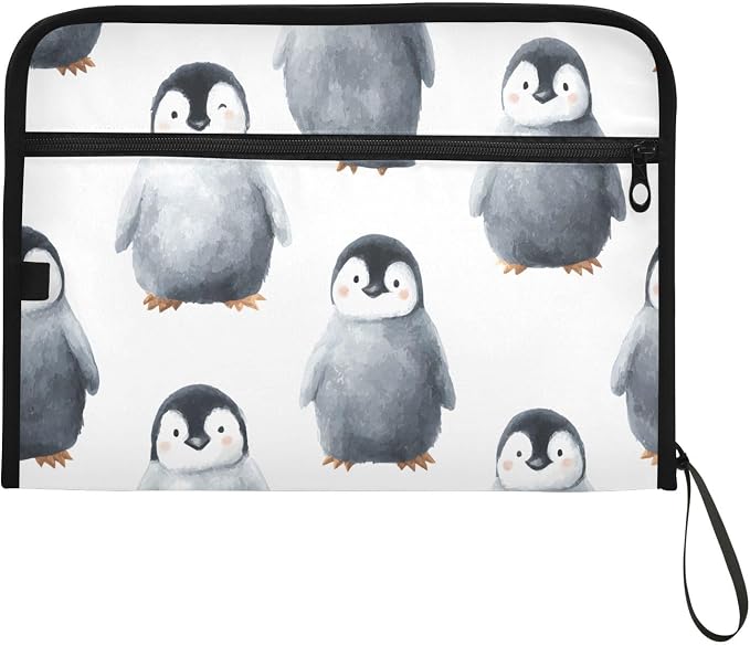 Expanding File Folder Black Penguin Accordion File Organizer 13 Pockets Document Organizer with Zipper Labels A4 Letter Office Storage