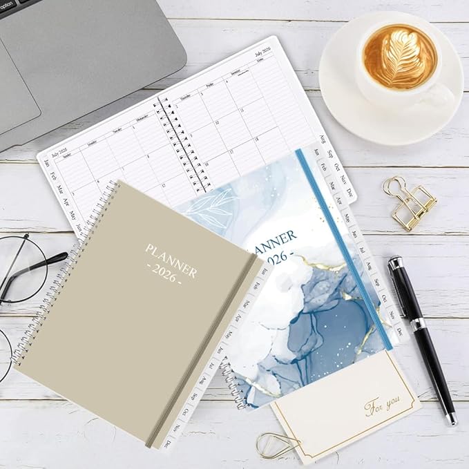 2026 Planner - Planner 2026 from January 2026 - December 2026, Monthly and Weekly Calender with 12 Tabs, 8.5" x 11", Beige