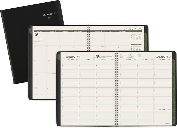 at-A-Glance 2022 Weekly & Monthly Appointment Book & Planner by at-A-Glance, 8-1/4" x 11", Large, Recycled, Black (70950G05)