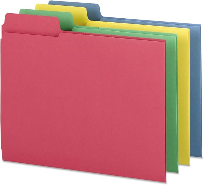 Smead 3-in-1 SuperTab Section Folder, 1/3-Cut Oversized Tab, Letter Size, Assorted Colors, 12 Count (11905)