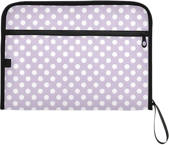 ALAZA Polka Dot Lovely Cute 13 Pocket Expanding File Folder with Labels, Accordion File Folder File Organizer Letter A4 Paper for Office School Student