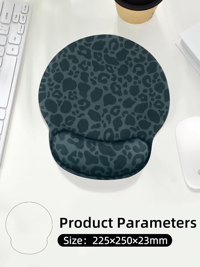 Leopard Mouse Pad Wrist Support Wrist Rest, Ergonomic Mouse Pad with Non-Slip Base for Office Gaming Working Computers,Desk Accessories Pain Relief Mouse Mat for Home&Game Decor, Black