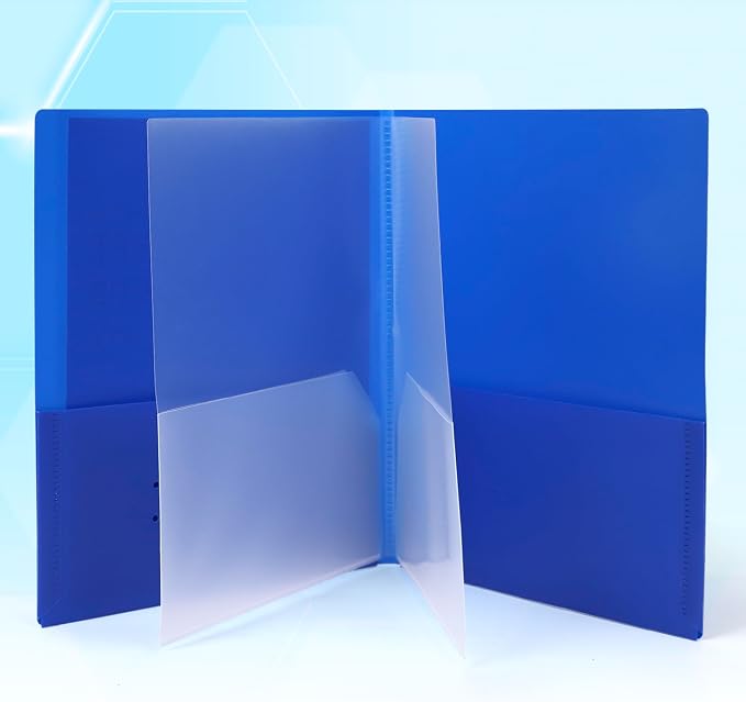 Darice 2 Pack 6 Pocket Folder - Double-Sided Multi Pocket Folder - Letter Size Paper Organizer for Office School - Pink & Blue - Back to School Supplies