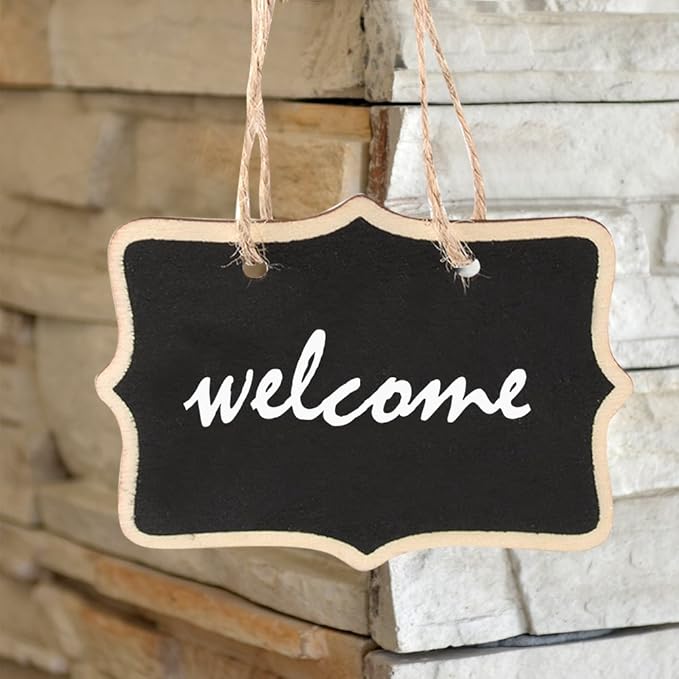 AUSTOR 14 Pcs Mini Chalkboards Signs Hanging Rectangle Chalkboards Double Sided Blackboard Message Board Hanging Signs for Weddings, Kids Crafts