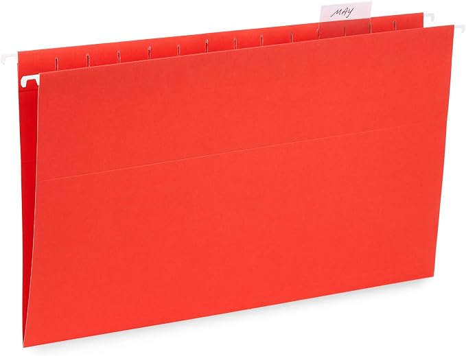 50 Legal Hanging File Folders, 50 Reinforced Hang Folders, Designed for Home and Office Color Coded File Organization, Legal Size, Assorted Colors, 50 Pack