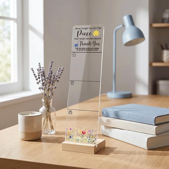 Sticky Note Holder Acrylic Monitor Memo Board Desk Organizers and Accessories Desk Decor Post It Note Holder with 200Pcs Sticky Notes Thank You Appreciation Office Desk Sign
